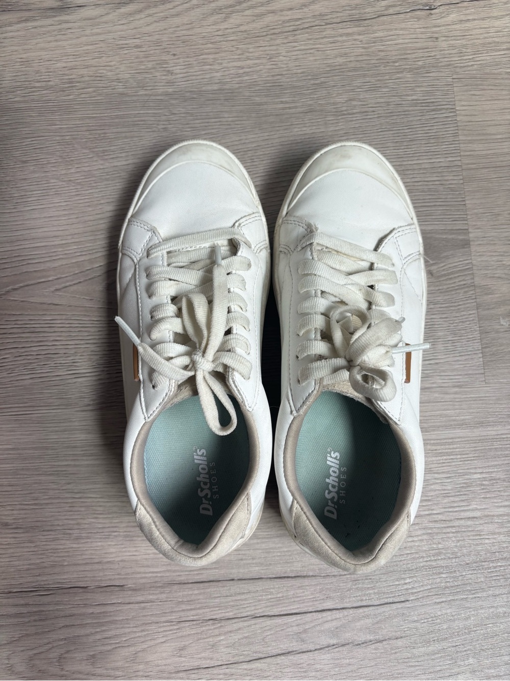 Dr. Scholl's White Leather Sneakers with Mint Insoles